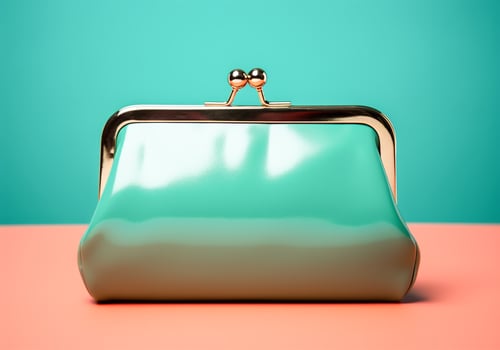 Green women's coin purse. AI generated photo