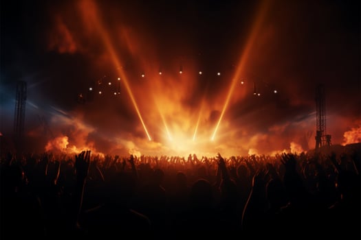 A vivid stage silhouette amid the energy of a concert AI Generated photo