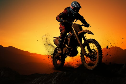 Motocross motorcycles silhouette defies gravity, epitomizing adventure and action AI Generated photo