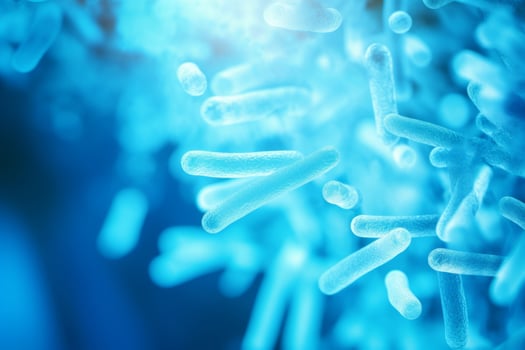 Bacillus bacteria. Bacterial infection as a microscopic background. Dangerous disease strain case. Generative AI photo
