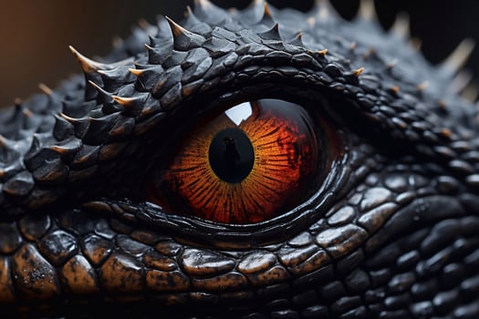 a picture of Close up of Iguana eye, dragon eye, dinosaur eye Generative AI photo