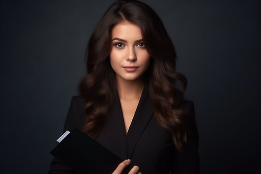 Portrait of young businesswoman with long wavy hair.AI Generated photo