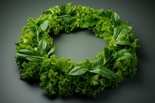 Garland made from indoor garden greens isolated on a gradient background photo