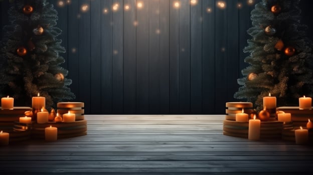 AI generated Holiday Showcase, Out-of-Focus Christmas Table Setting photo