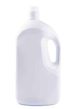Plastic bottle with handle of cleaning product isolated photo