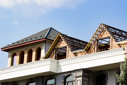 Close up of building a new rooof. Construction industry photo