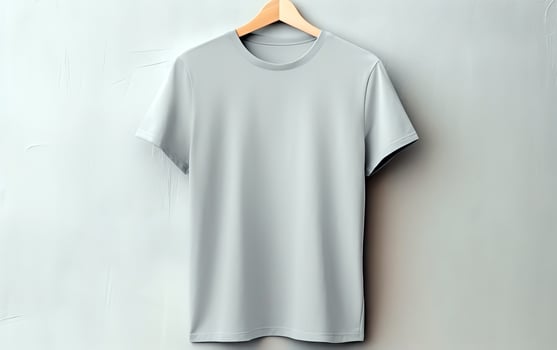 White T-Shirt on hanger for template and mockup. Cut out front t-shirt for comercial use. AI Generative photo