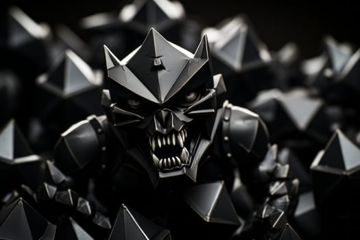 a close up of a black and white image of a demon generative ai photo