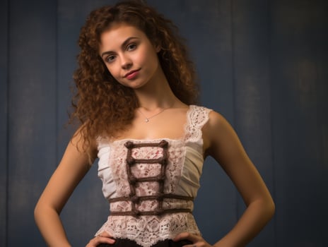 beautiful young woman in a steampunk costume posing for the camera generative ai photo