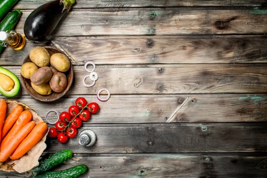 Healthy food. Ripe organic vegetables with spices. photo