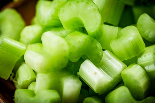Slices of juicy celery. Macro background. photo