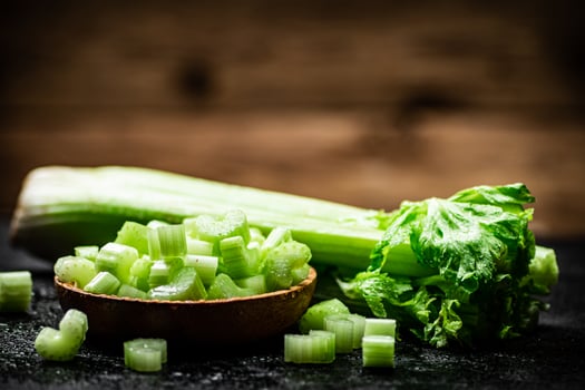 A plate of celery slices. photo