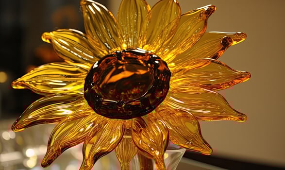 A transparent glass bowl enhances the charm of sunflower flowers Creating using generative AI tools photo