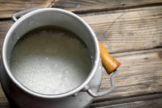 Fresh milk in a can. photo
