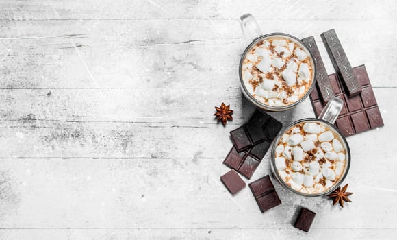 Hot chocolate with marshmallows. photo
