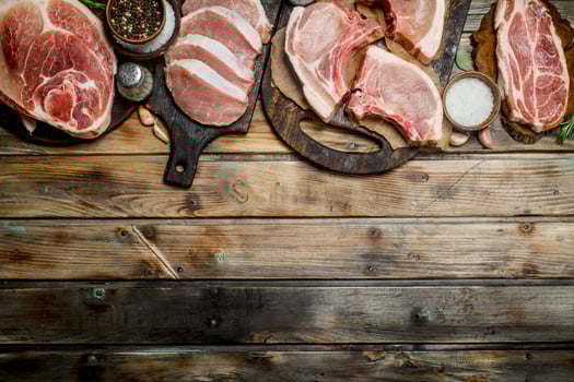 variety of raw pork. photo