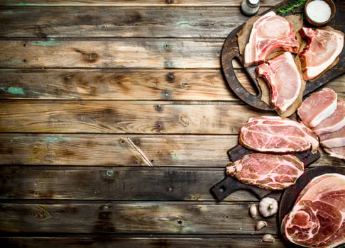variety of raw pork. photo