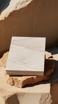 white and square notebook on a marble background photo