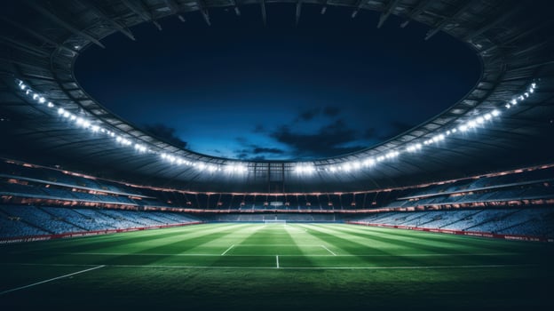 Football stadium inside at night with lights Post-Production photo