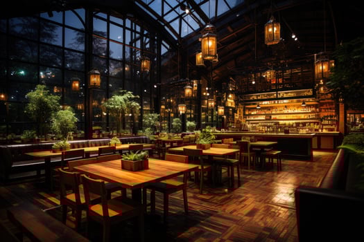 inside restaurant situation night view AI Generated photo