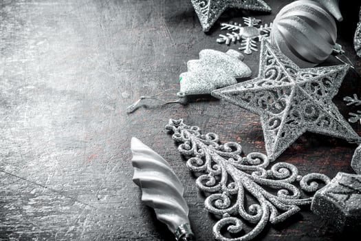 Different new year tree decorations. photo