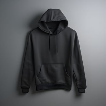 Blank black hoodie sweatshirt long sleeve for design mockup, front view. Generative AI photo