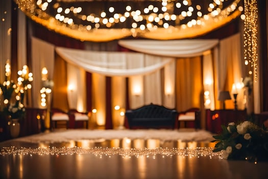 a wedding ceremony with candles and lights. AI-Generated photo