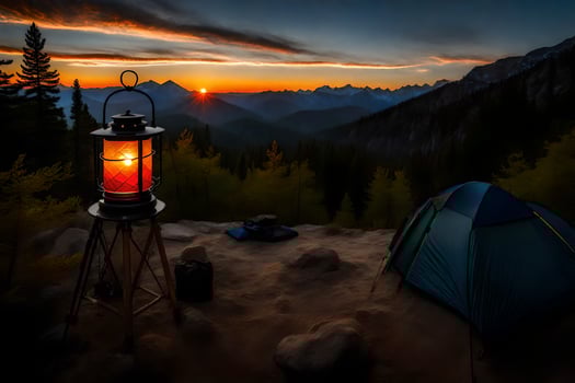the sunset over the mountains. AI-Generated photo