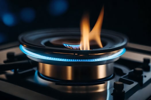 a gas stove with a flame on top. AI-Generated photo