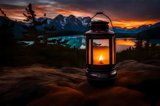the lantern on the mountain. AI-Generated photo