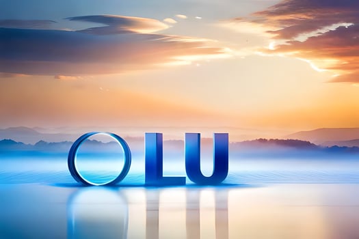the word ulo is illuminated by the sunset on a lake background. AI-Generated photo