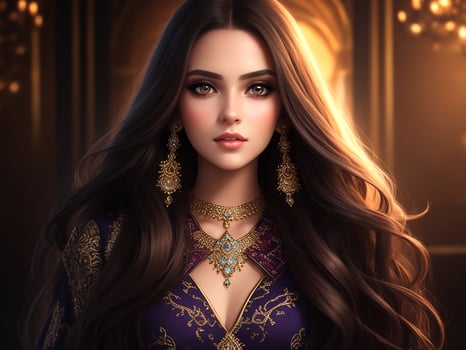 A Beautiful Girl Lighting Background. Generative Ai photo