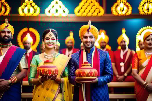 indian wedding ceremony with bride and groom. AI-Generated photo