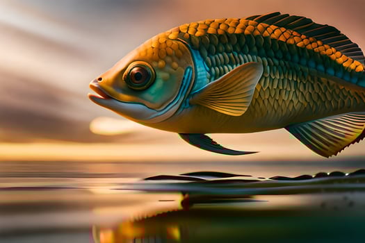 a fish is jumping out of the water. AI-Generated photo