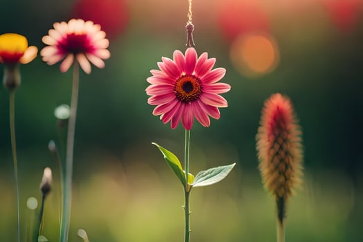 pink flowers in the sun. AI-Generated photo
