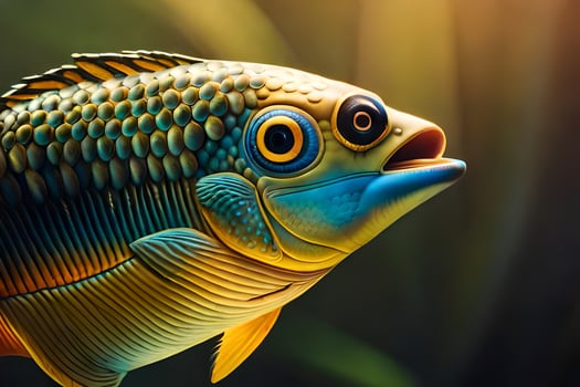 a fish with big eyes and a big mouth. AI-Generated photo