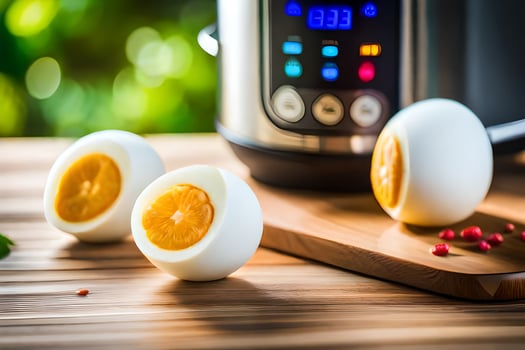 an instant pot with eggs and peppers. AI-Generated photo