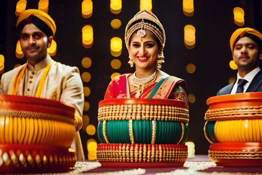 indian wedding ceremony with bride and groom. AI-Generated photo