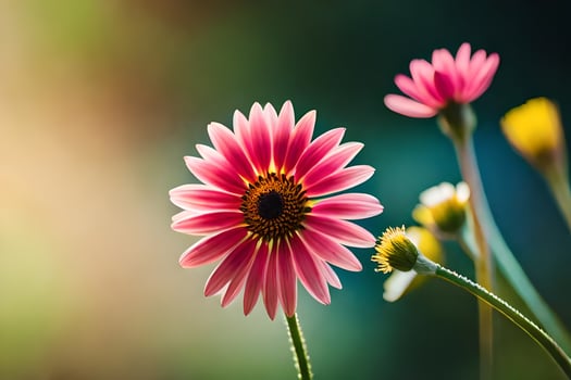 pink flowers in the sun with blurred background. AI-Generated photo