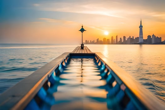 the city skyline in the background. AI-Generated photo