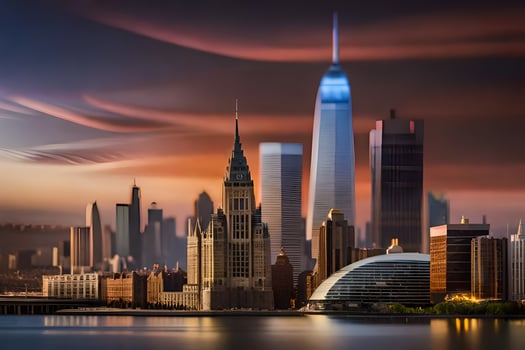 the city skyline is shown in this photo. AI-Generated photo
