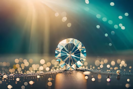 a diamond on a table with a light shining on it. AI-Generated photo
