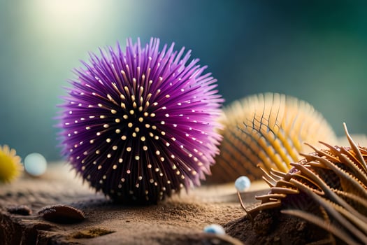 a close up of a purple spiky plant. AI-Generated photo