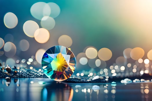 a diamond is sitting on the water with bubbles. AI-Generated photo