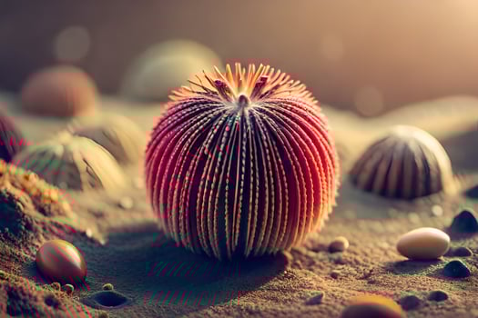 a cactus plant surrounded by other small objects. AI-Generated photo
