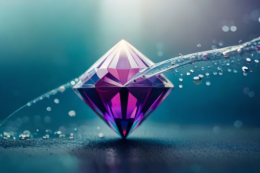 a purple diamond with water droplets on it. AI-Generated photo