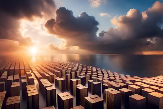 clouds over a body of water and a body of water. AI-Generated photo
