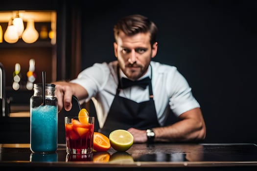a bartender is making a cocktail. AI-Generated photo