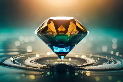 a diamond is shown in the middle of a water droplet. AI-Generated photo
