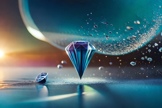 a diamond is floating in the water. AI-Generated photo